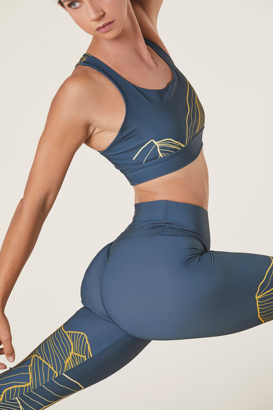 Leggings tecnico Donna – fantasia montagne ottanio