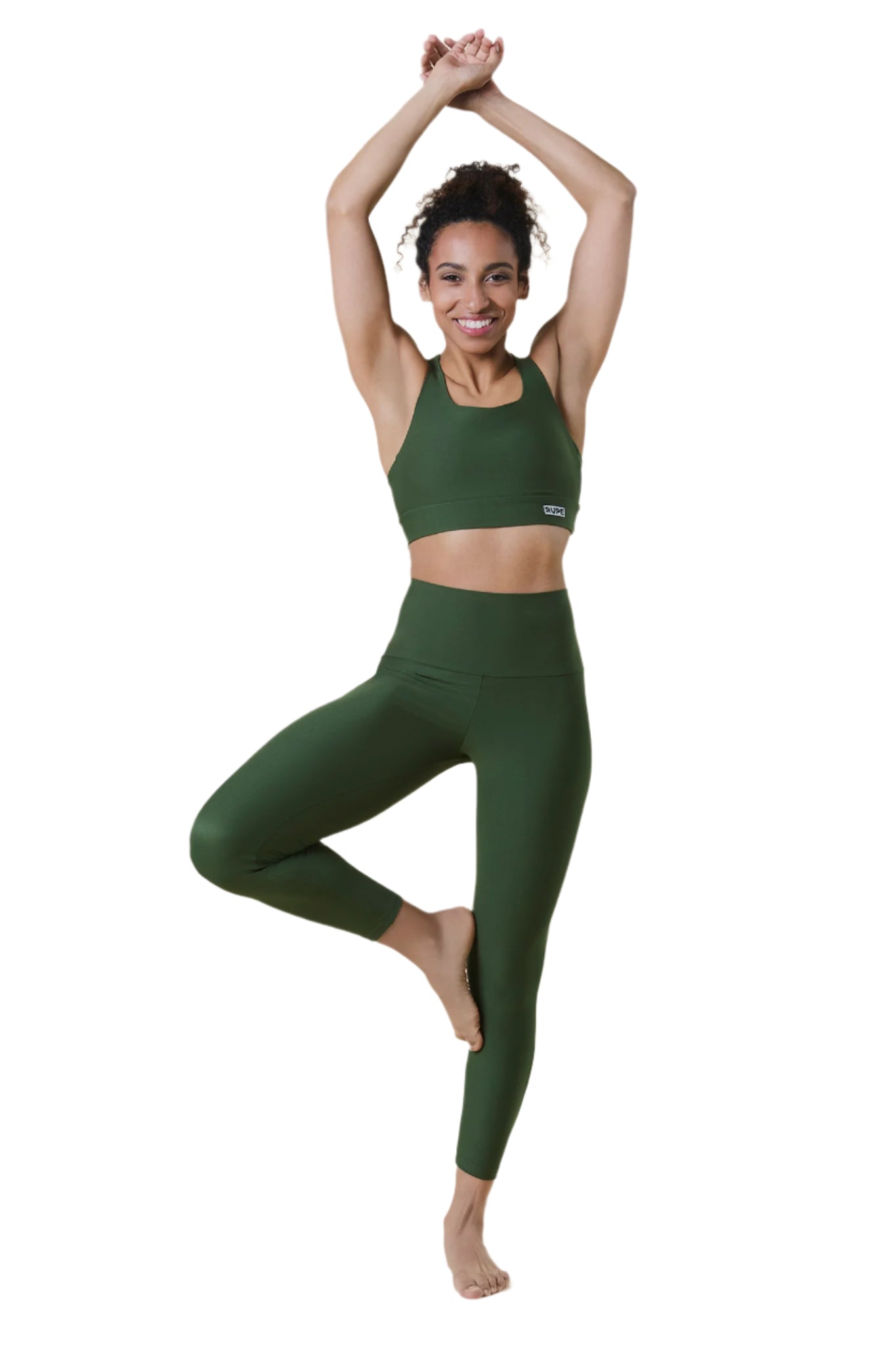 vista frontale del top colore verde