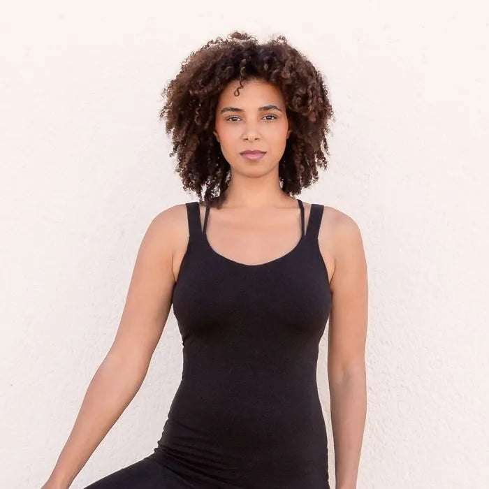 Top nero da yoga