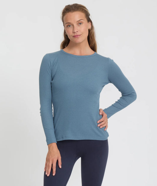 Maglietta da yoga donna a maniche lunghe in cotone Yoga Searcher MAUNA