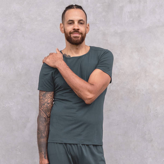 Maglietta da yoga aderente per uomo in cotone-lycra - Jaya