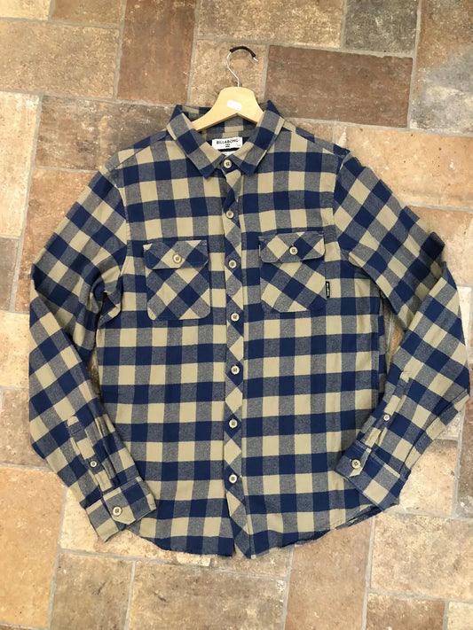 Camicia in flanella a quadri ocra e blu da uomo della marca billabong 