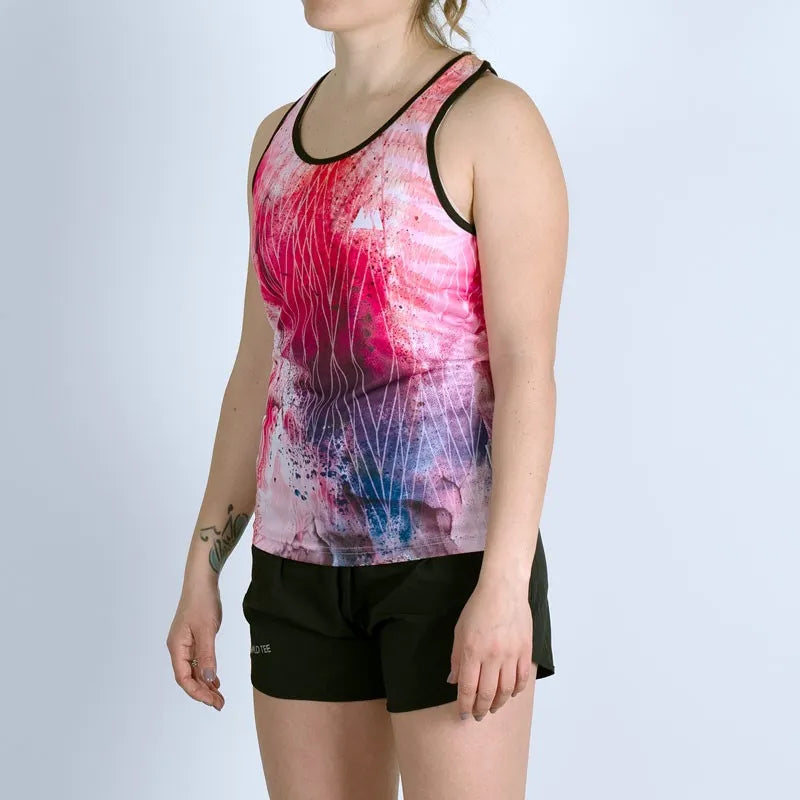 Women's technical tank top in Wild Tee micromesh fabric