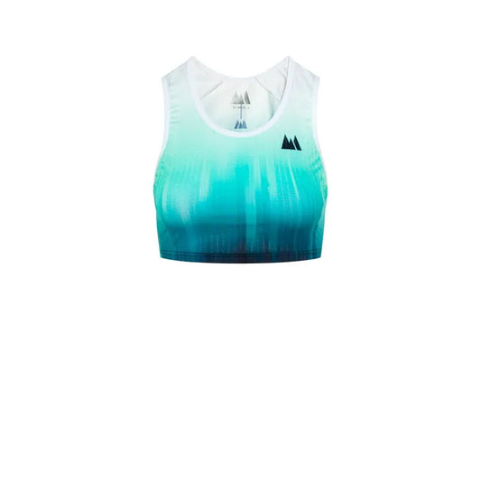 Crop top da donna running ultraleggero verdeacqua