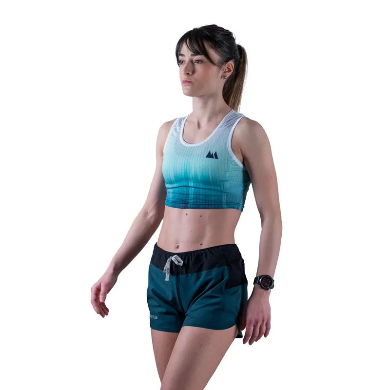 Crop top da donna running ultraleggero verdeacqua