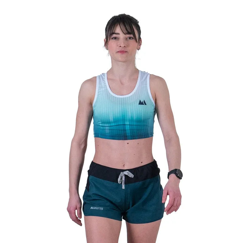 Crop top da donna running ultraleggero verdeacqua