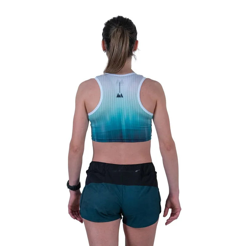 Crop top da donna running ultraleggero verdeacqua