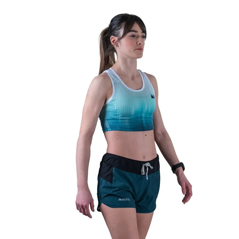 Crop top da donna running ultraleggero verdeacqua