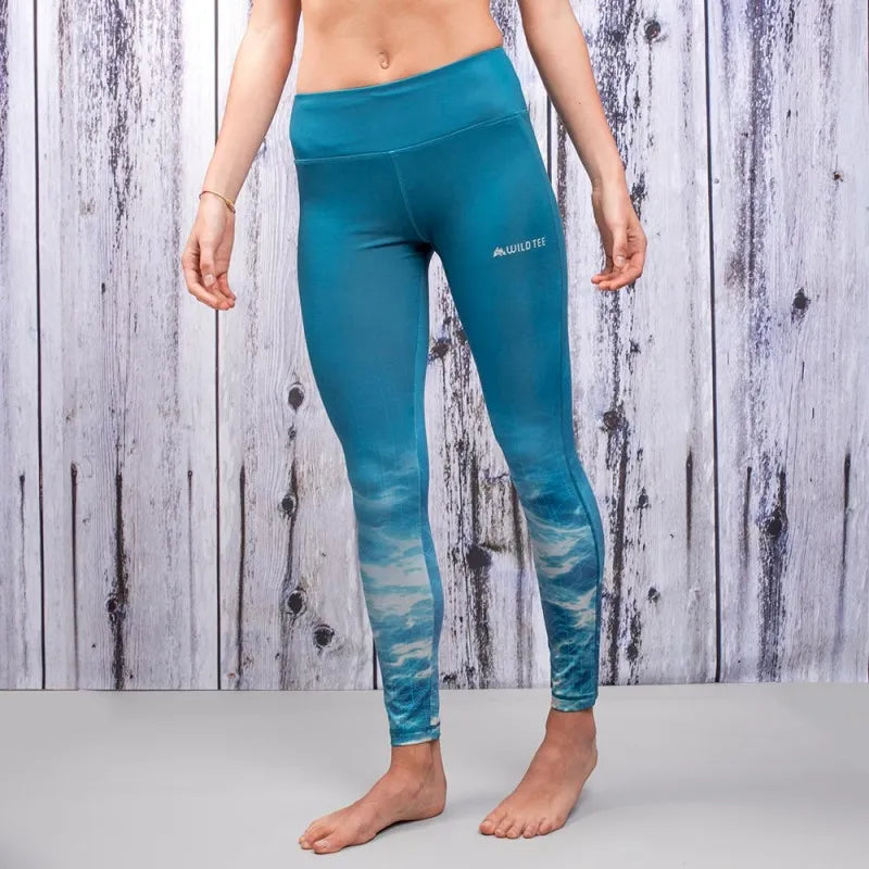 Leggings sportivi blu cielo perfetti per running o yoga a tema nuvole