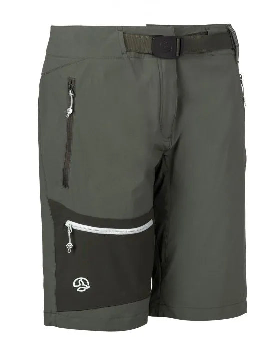 Pantaloncini verde scuro da trekking con tasca anteriore sulla coscia