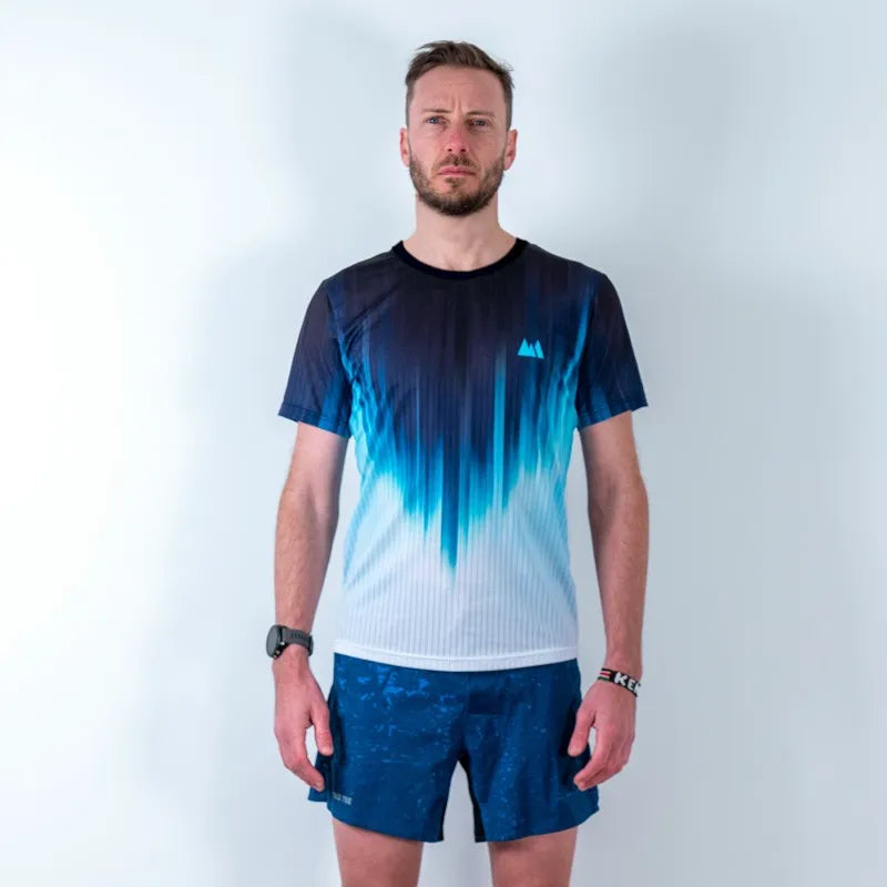 maglietta ultraleggera azzurra da uomo per running