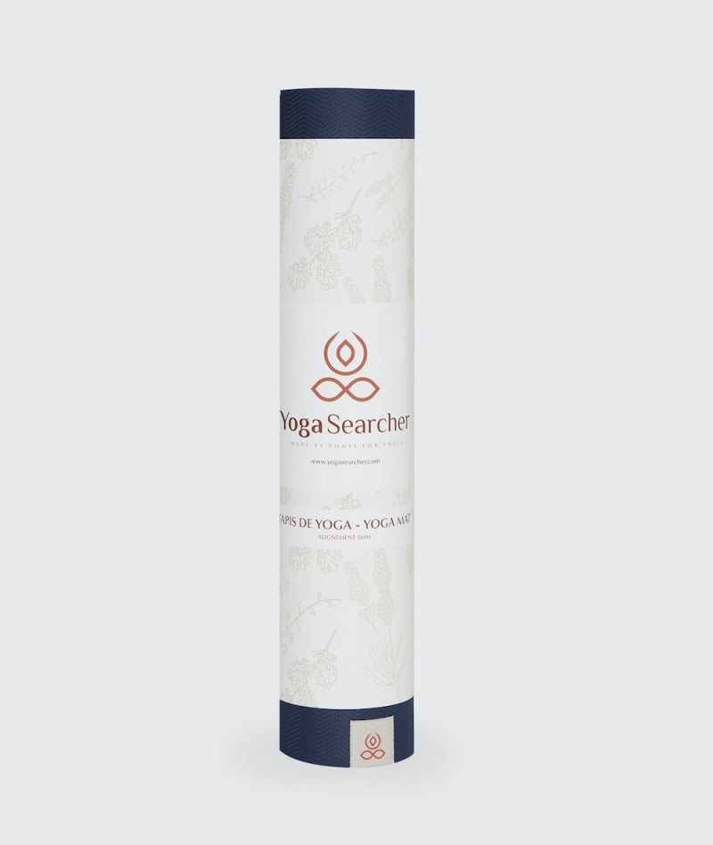 Tappetino YOGA ALIGNEMENT 5mm in TPE riciclato, colore blu navy, di Yoga Searcher.