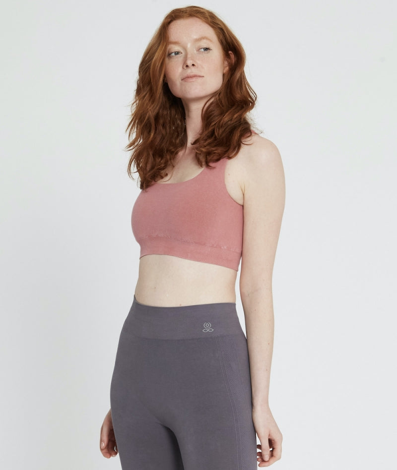 top yoga in cotone rosa foderato