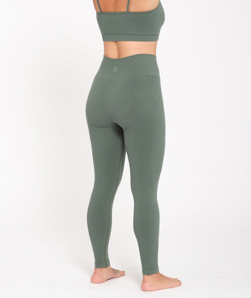 leggings in fibra di bambù cachi con reggiseno abbinato