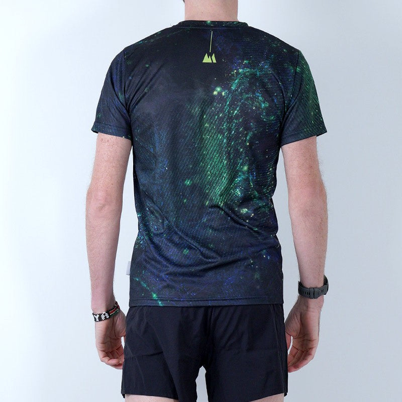 Maglietta tecnica da running e trail running uomo colore verde e nero